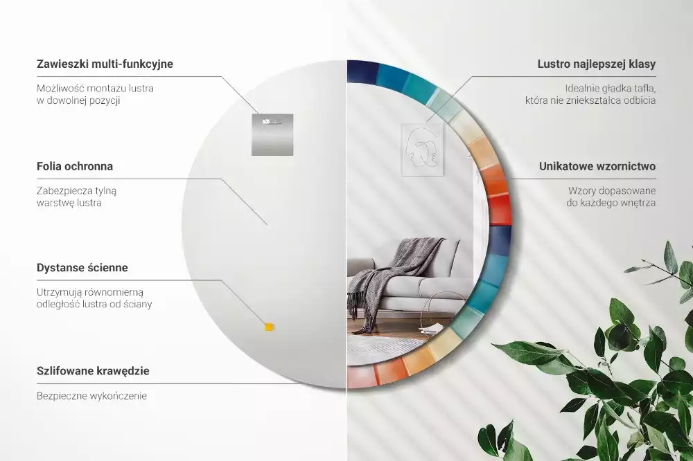 Espelho redondo decorativo Azulejos de Raios Coloridos