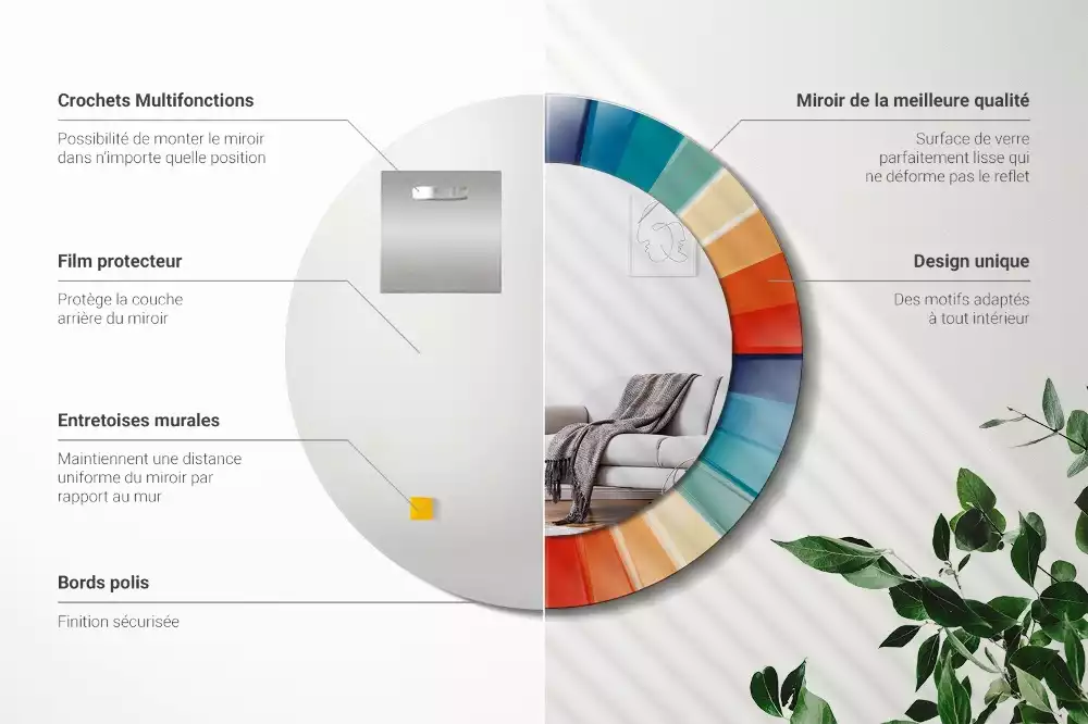 Espelho redondo decorativo Azulejos de Raios Coloridos