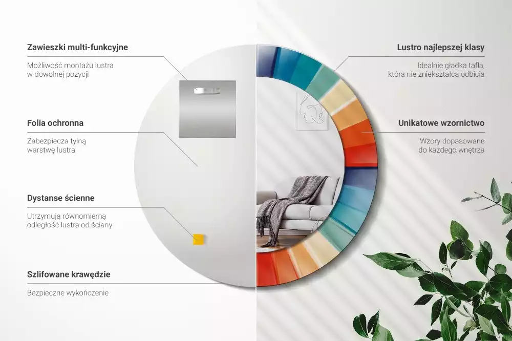 Espelho redondo decorativo Azulejos de Raios Coloridos