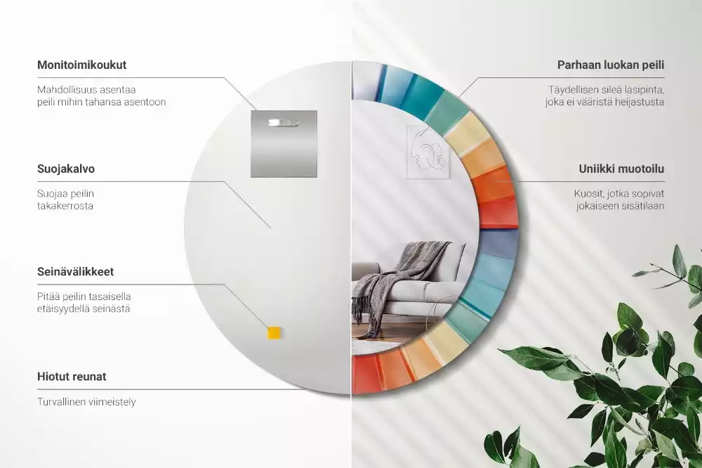 Espelho redondo decorativo Azulejos de Raios Coloridos