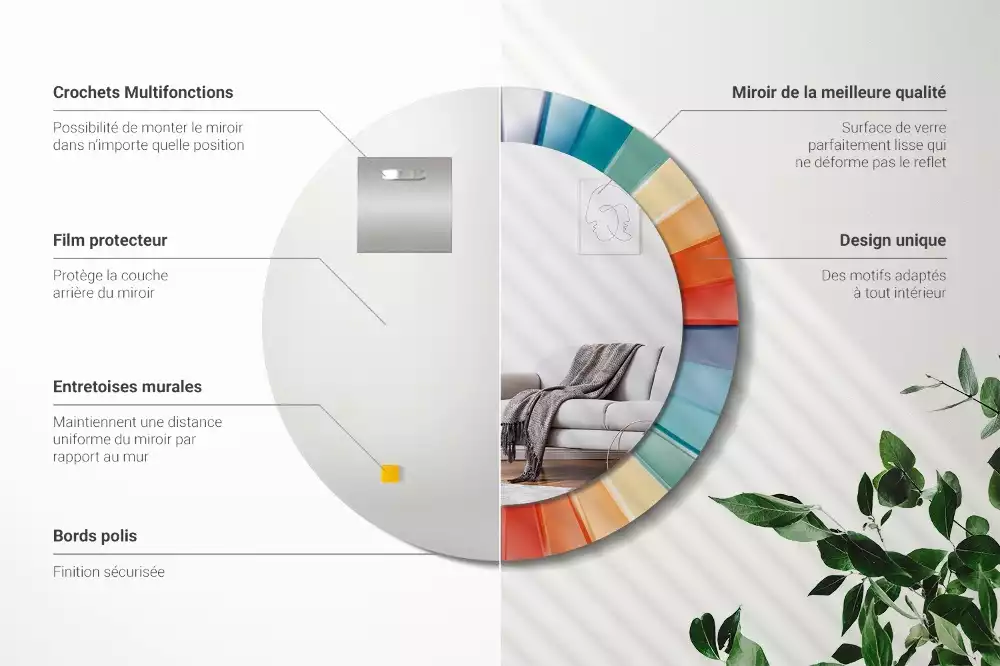 Espelho redondo decorativo Azulejos de Raios Coloridos