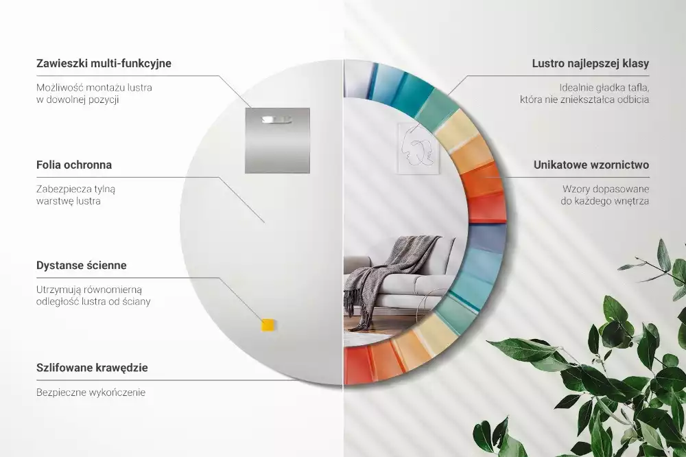 Espelho redondo decorativo Azulejos de Raios Coloridos