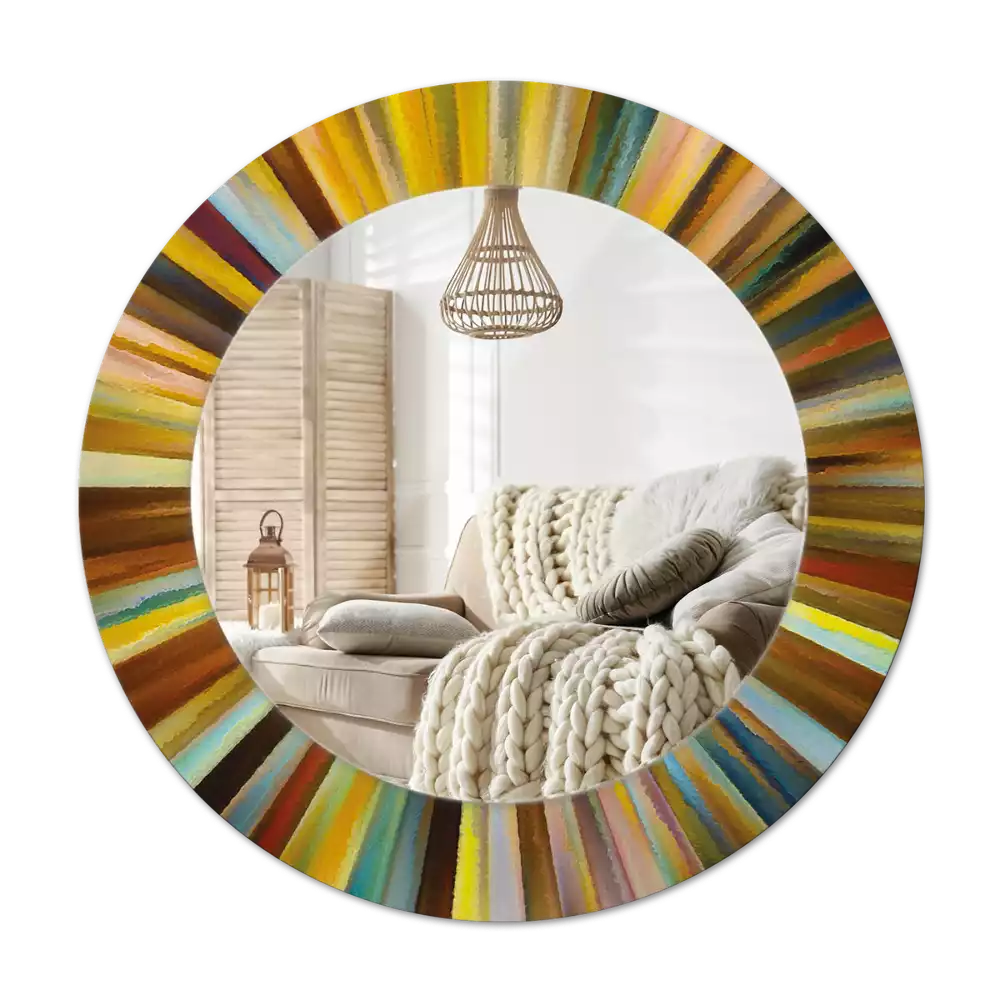 Espelho redondo decorativo Raios coloridos