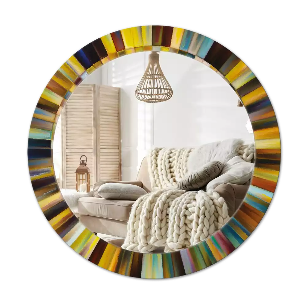 Espelho redondo decorativo Raios coloridos