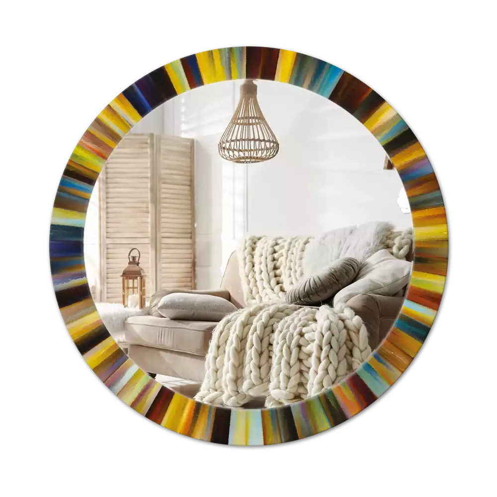 Espelho redondo decorativo Raios coloridos