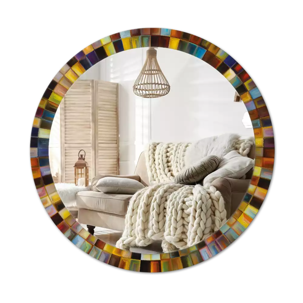 Espelho redondo decorativo Raios coloridos