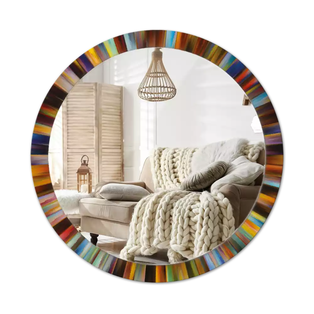 Espelho redondo decorativo Raios coloridos