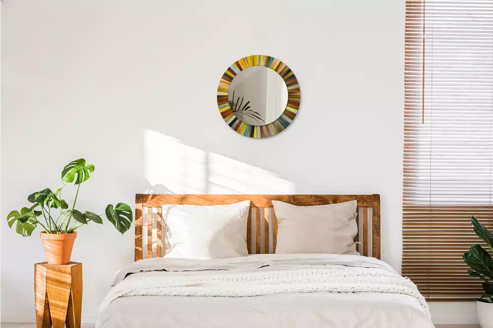 Espelho redondo decorativo Raios coloridos