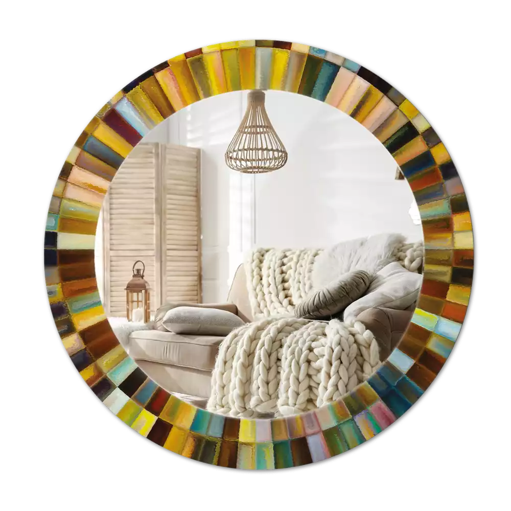 Espelho redondo decorativo Raios coloridos