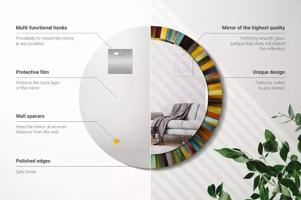 Espelho redondo decorativo Raios coloridos