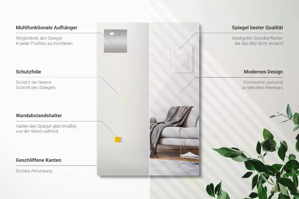 Espelho retangular sem moldura moderno