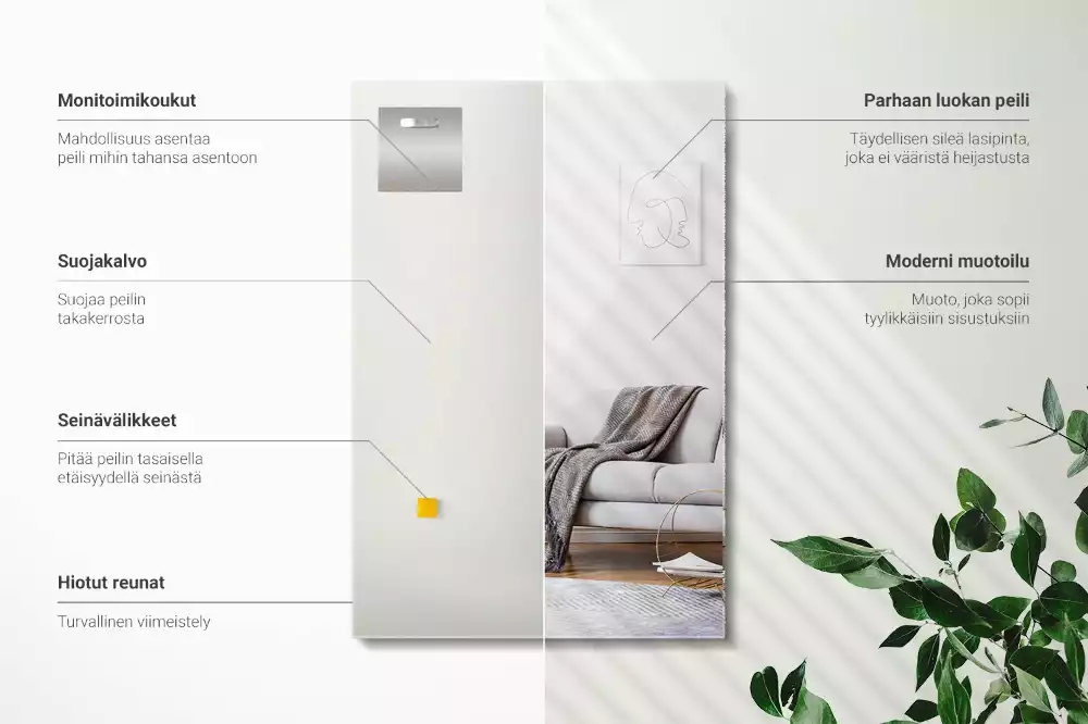 Espelho retangular sem moldura moderno