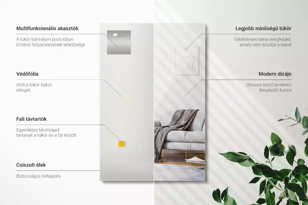 Espelho retangular sem moldura moderno