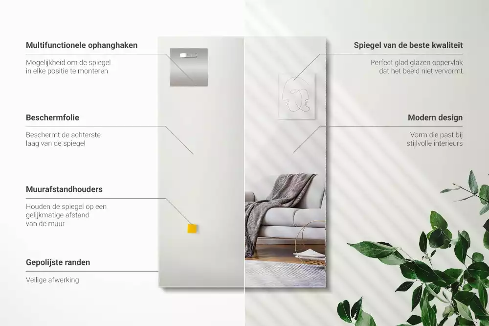 Espelho retangular sem moldura moderno