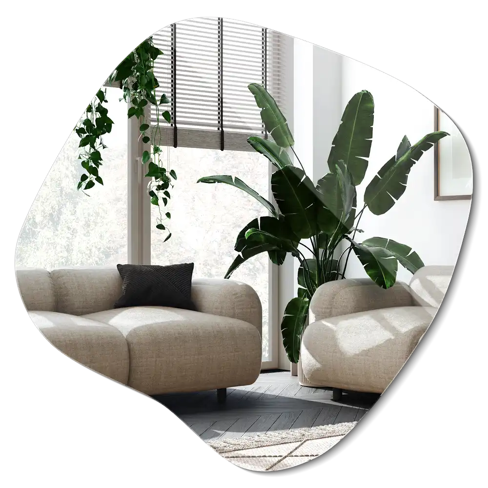 Espelho em forma de mancha acessório marcante