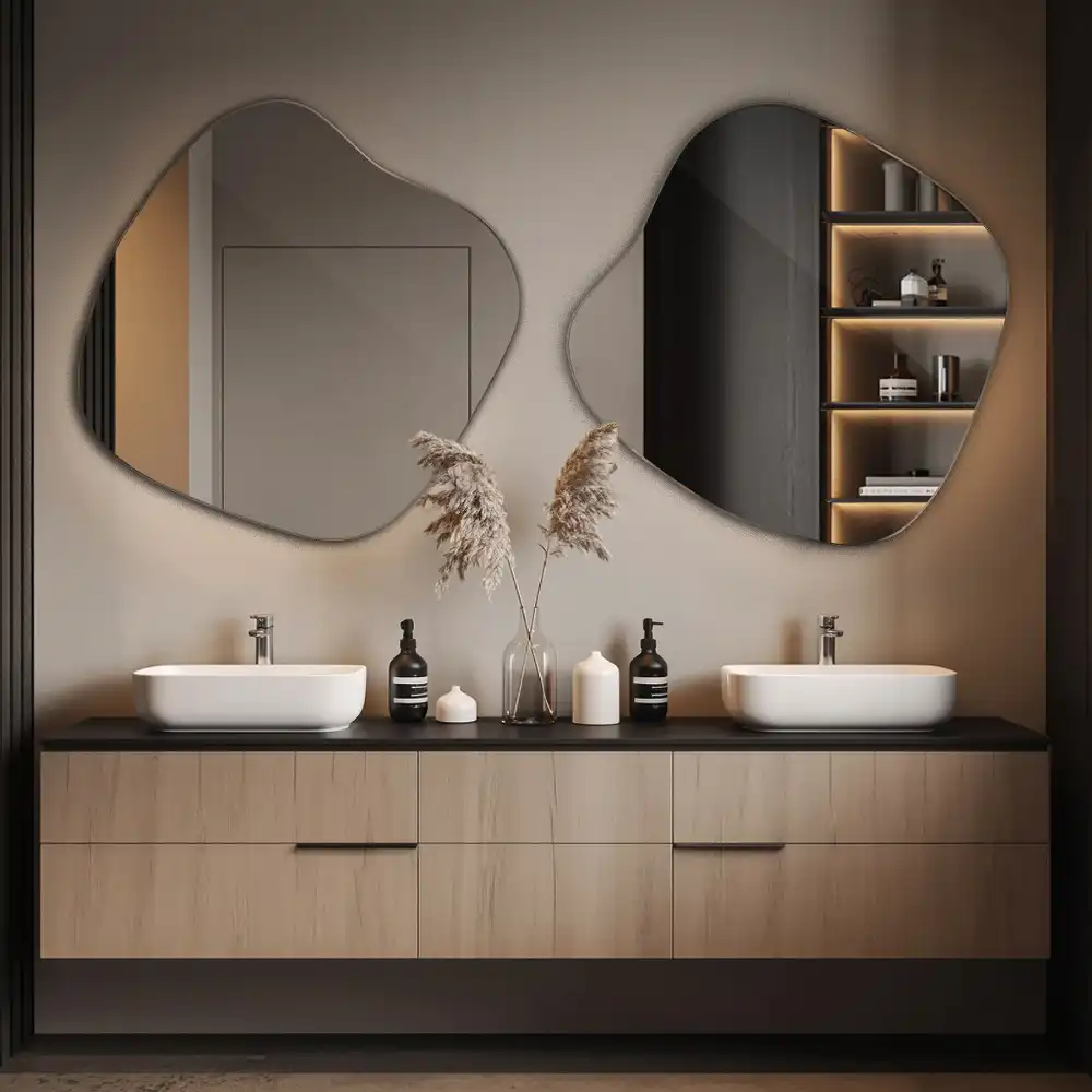 Espelho em forma de mancha acessório marcante