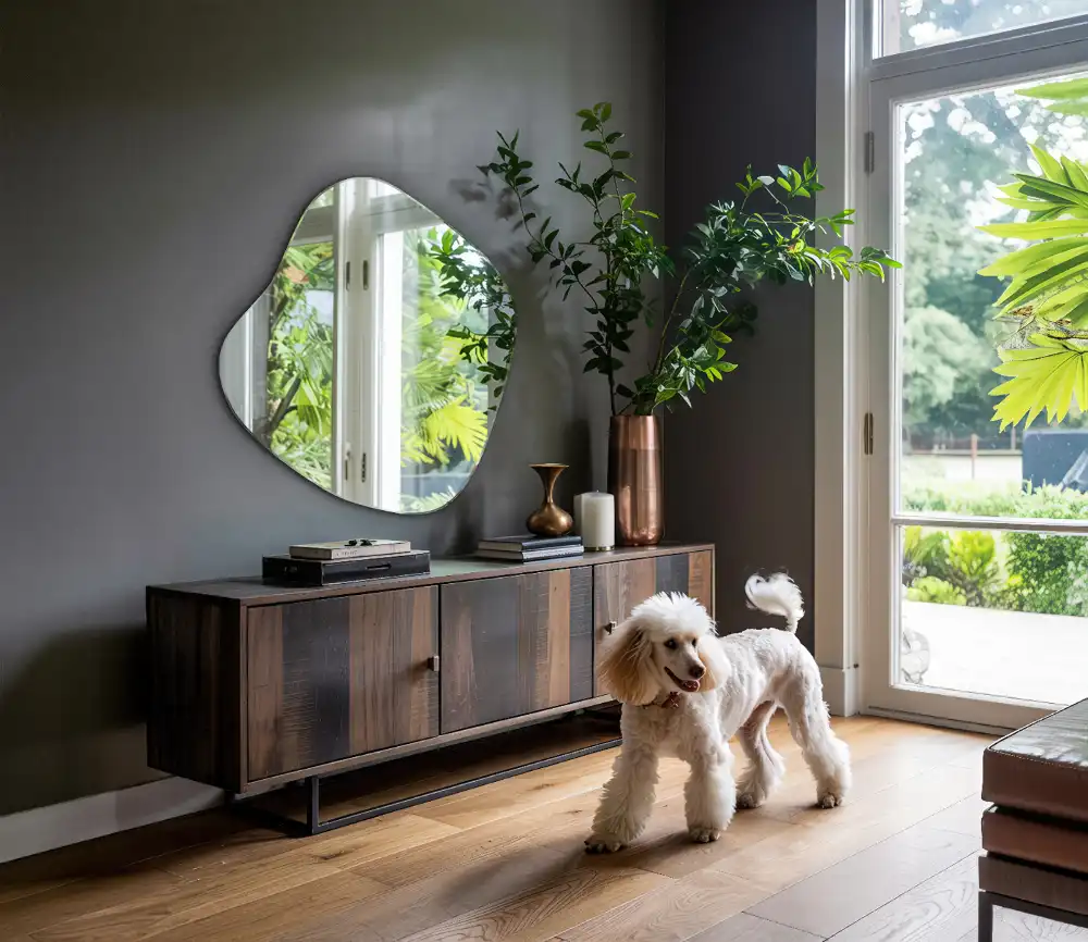 Espelho em forma de mancha acessório marcante