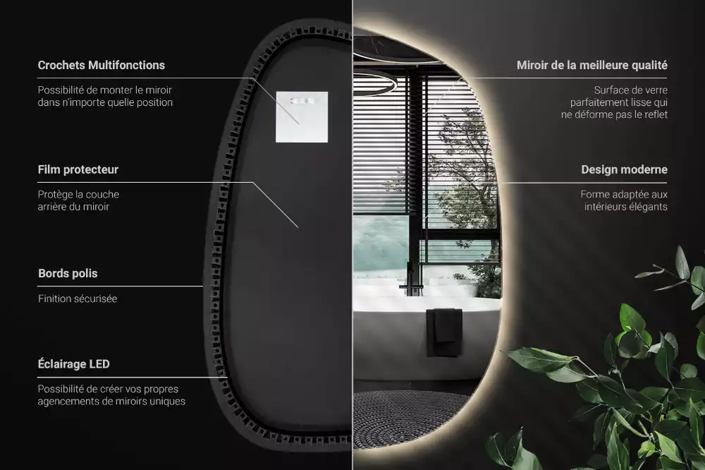 Espelho orgânico led sem moldura