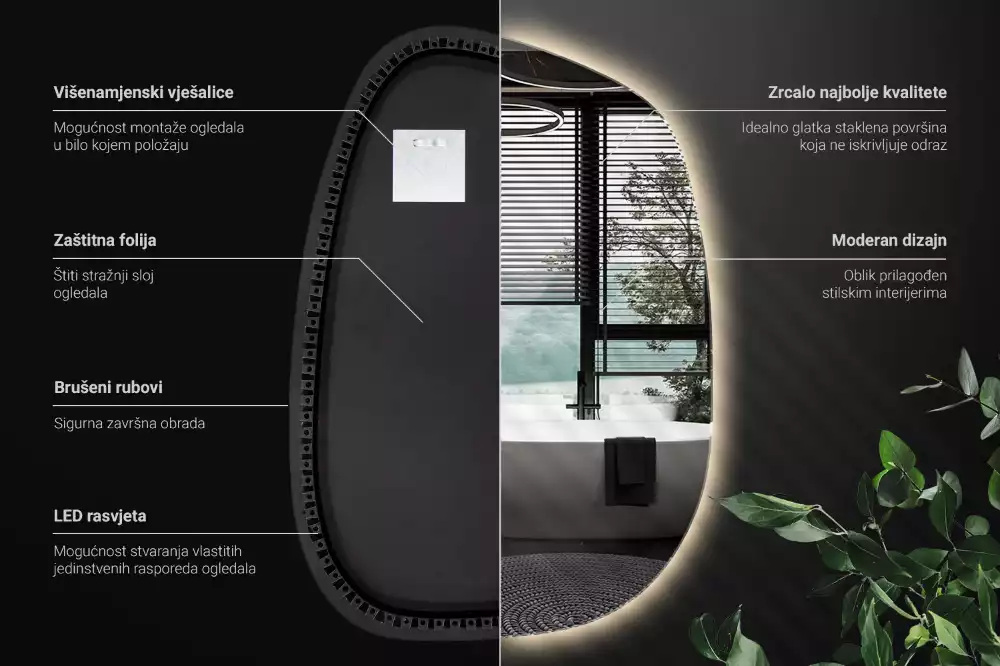 Espelho orgânico led sem moldura