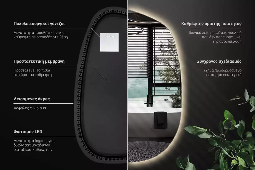 Espelho orgânico led sem moldura
