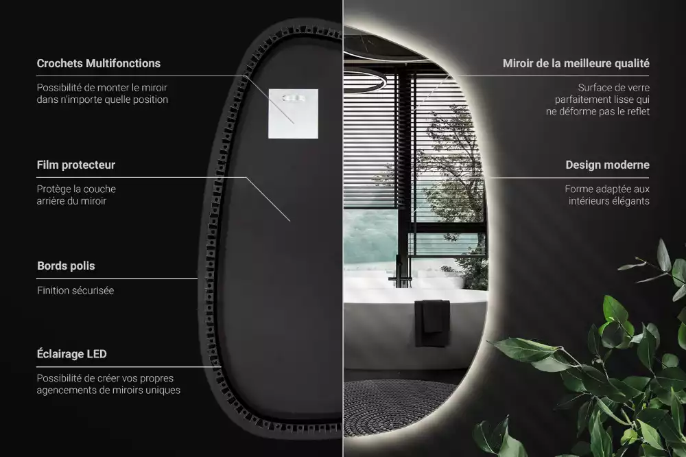 Espelho orgânico led sem moldura