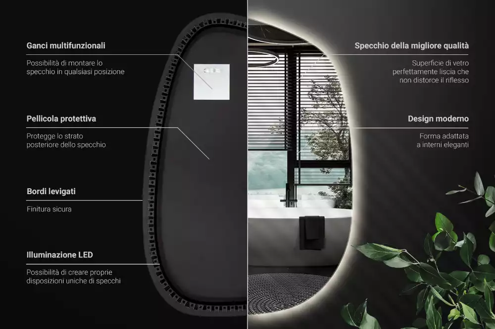 Espelho orgânico led sem moldura