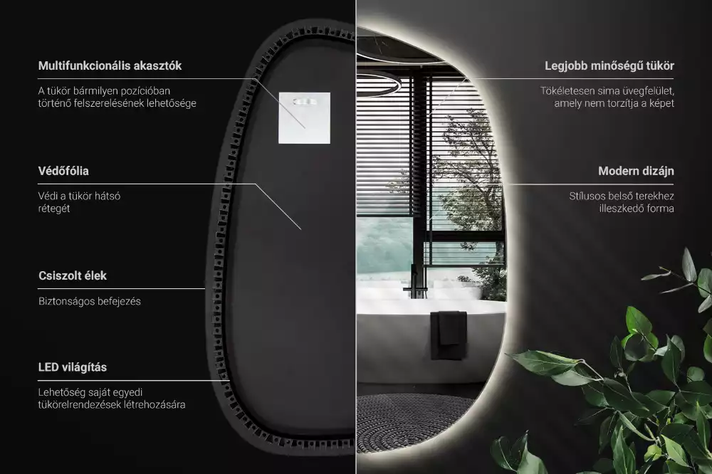 Espelho orgânico led sem moldura