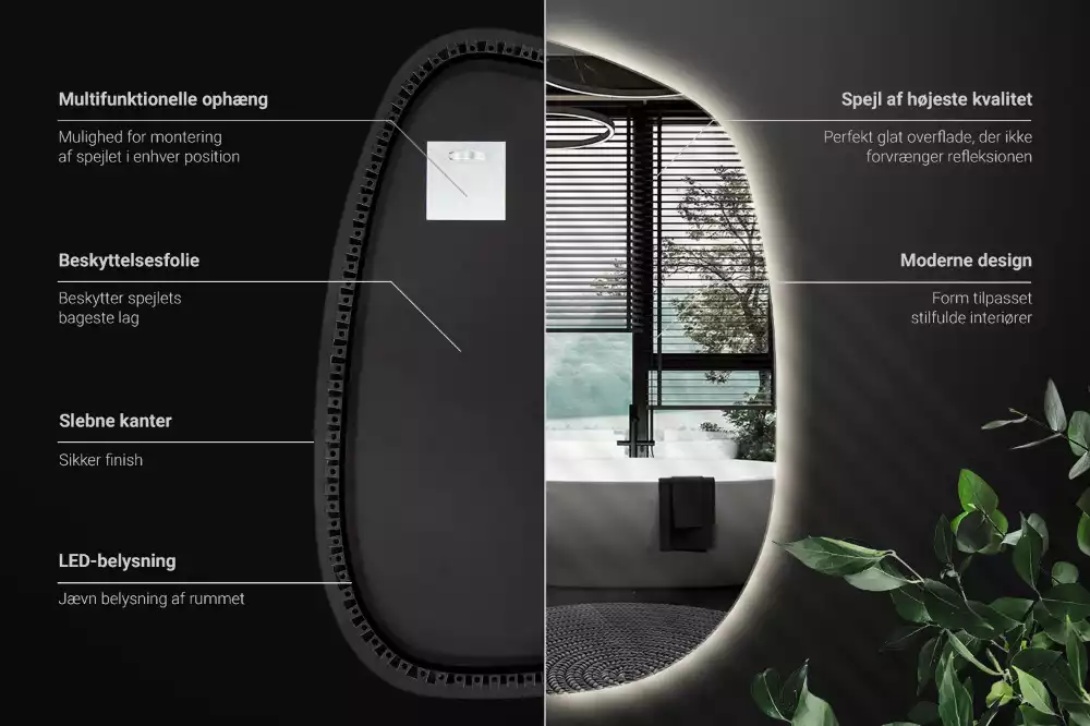 Espelho orgânico led sem moldura