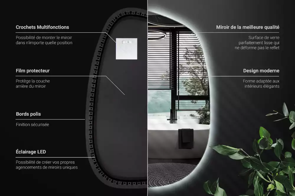 Espelho orgânico led sem moldura