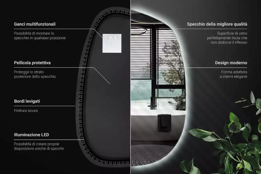 Espelho orgânico led sem moldura