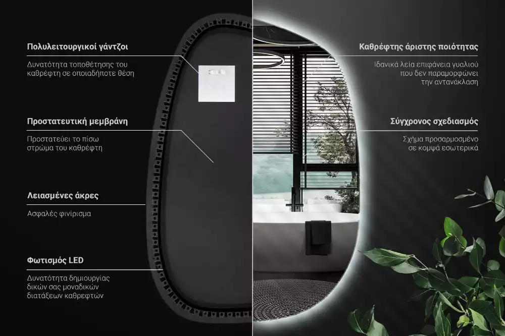 Espelho orgânico led sem moldura