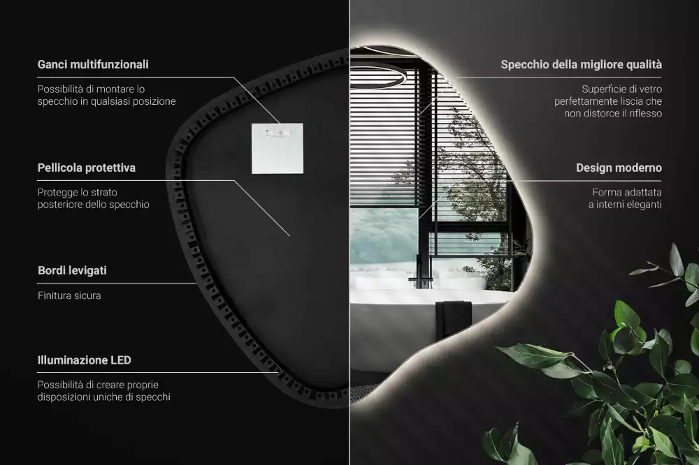 Espelho mancha com iluminação LED exclusivo