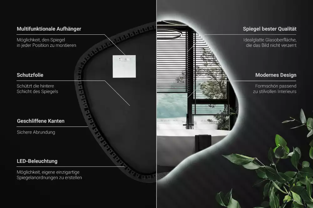 Espelho mancha com iluminação LED exclusivo