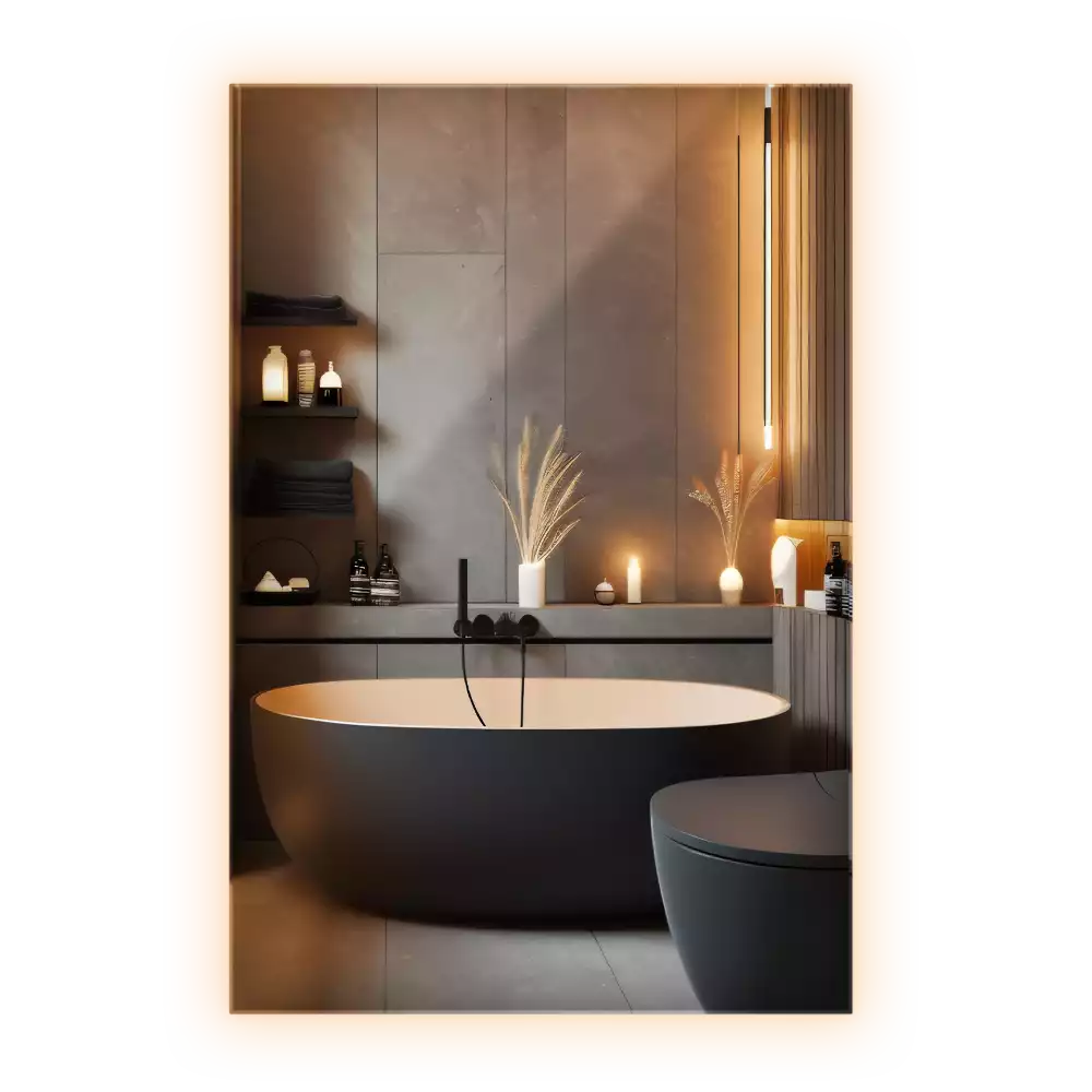 Espelho retangular com retroiluminação LED