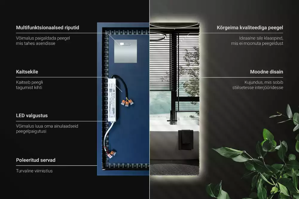 Espelho retangular com retroiluminação LED