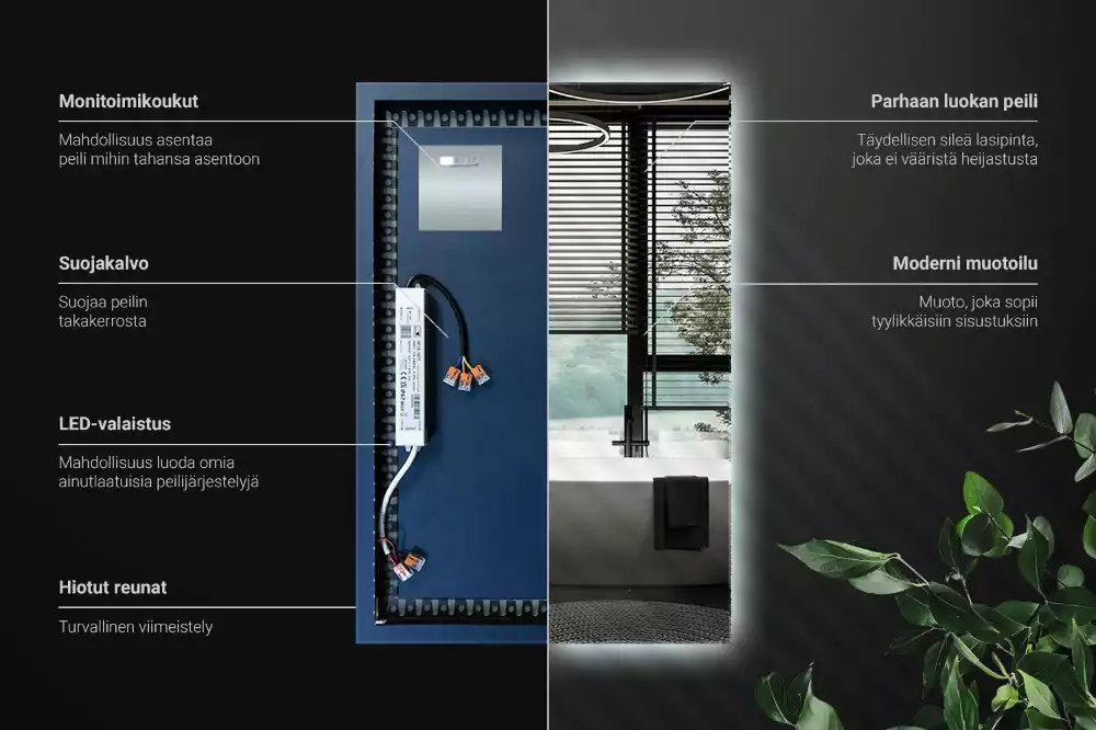 Espelho retangular com retroiluminação LED