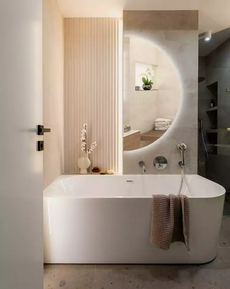 Espelho meia lua com led acessório elegante