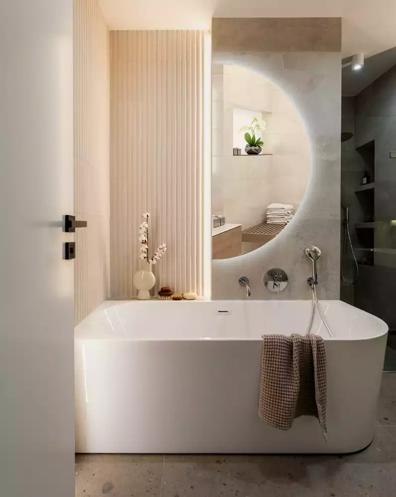 Espelho meia lua com led acessório elegante