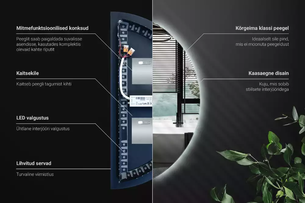 Espelho meia lua com led acessório elegante