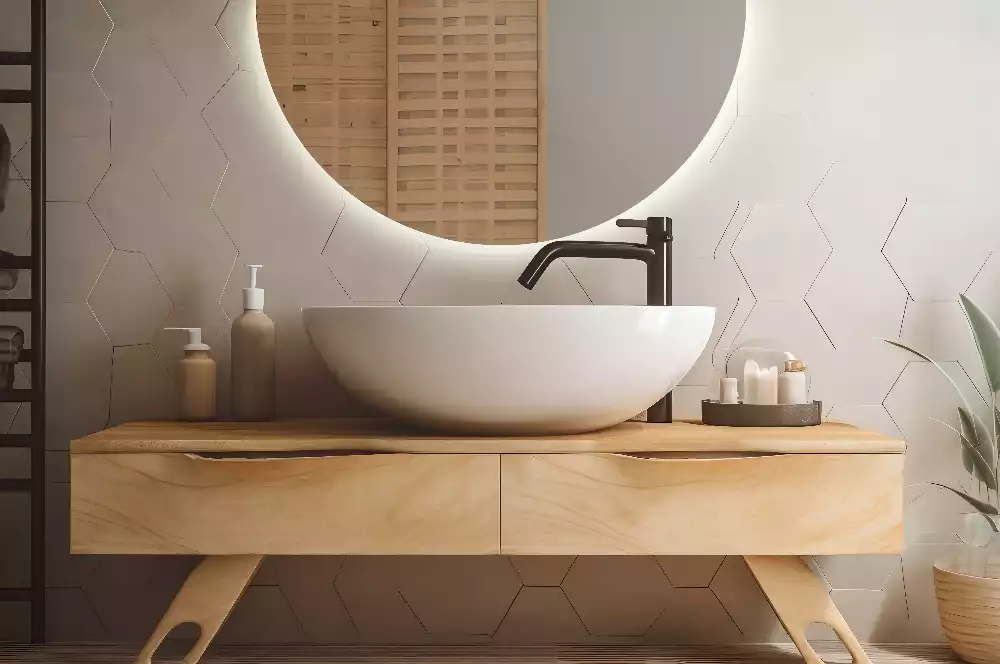 Espelho meia lua com led acessório elegante