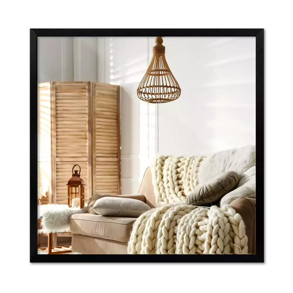 Espelho retangular com moldura preta para parede