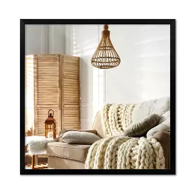 Espelho retangular com moldura preta para parede