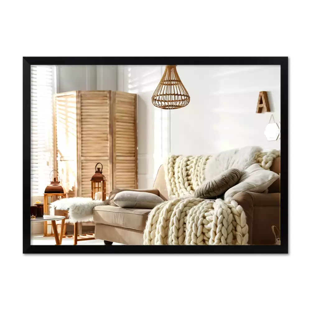 Espelho retangular com moldura preta para parede