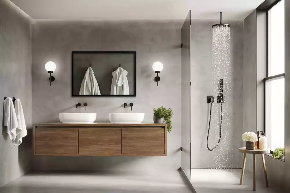 Espelho retangular com moldura preta para parede