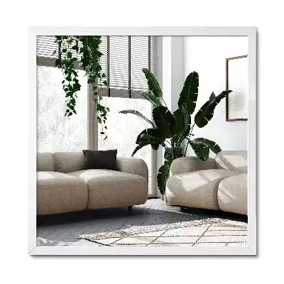 Espelho retangular decorativo com moldura branca