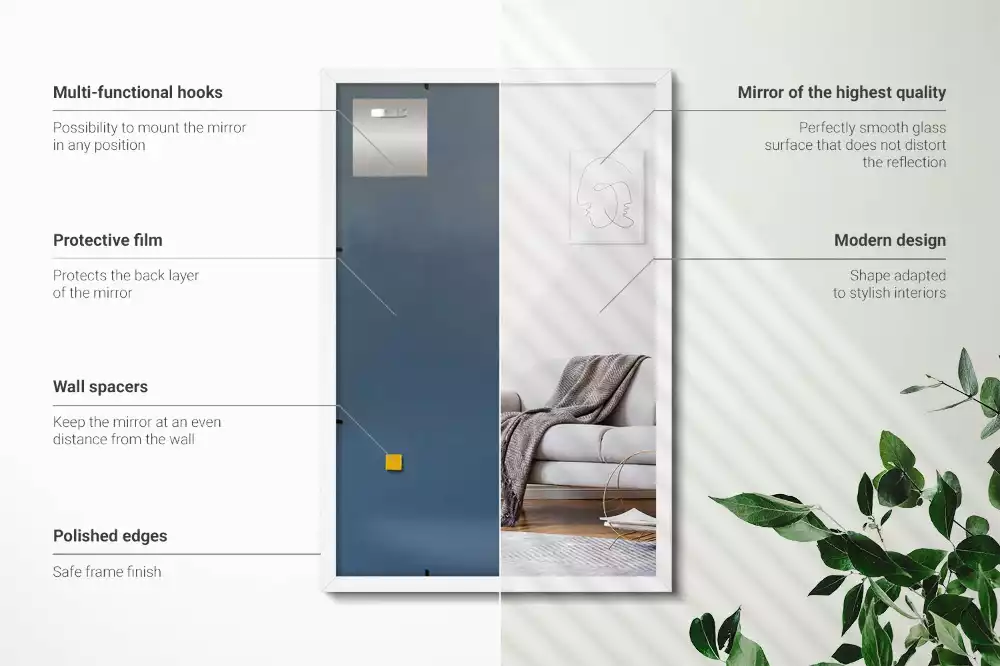 Espelho retangular decorativo com moldura branca