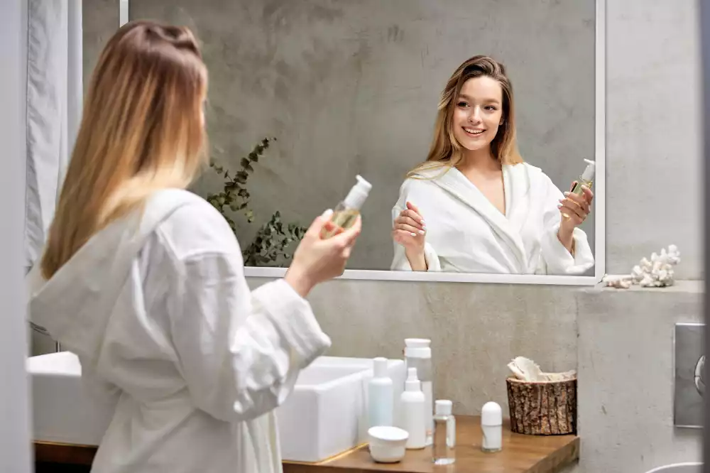 Espelho retangular decorativo com moldura branca