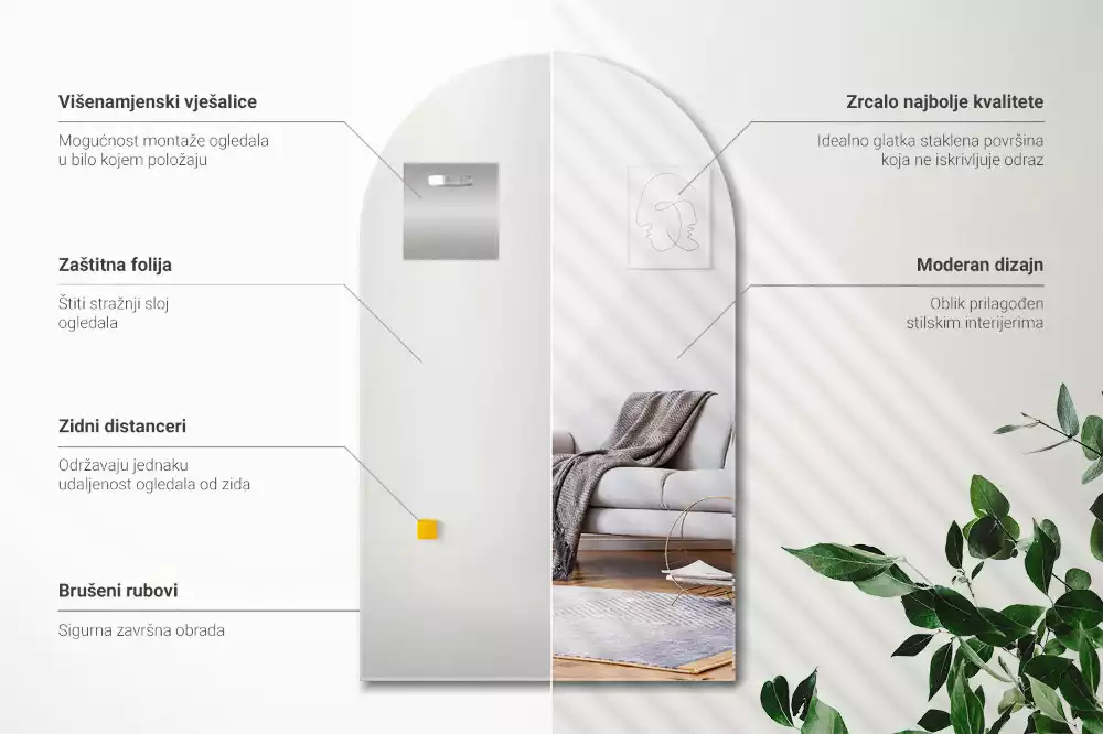 Espelho arco suspenso decorativo