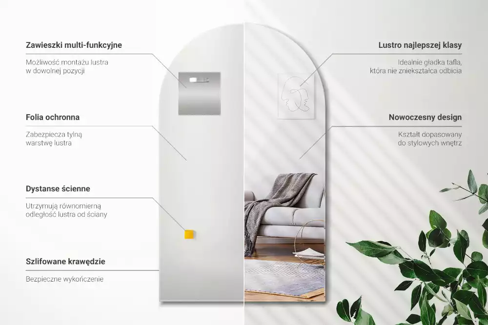 Espelho arco suspenso decorativo