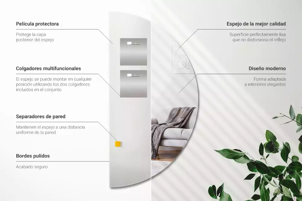 Espelho meia lua pendurado sem moldura